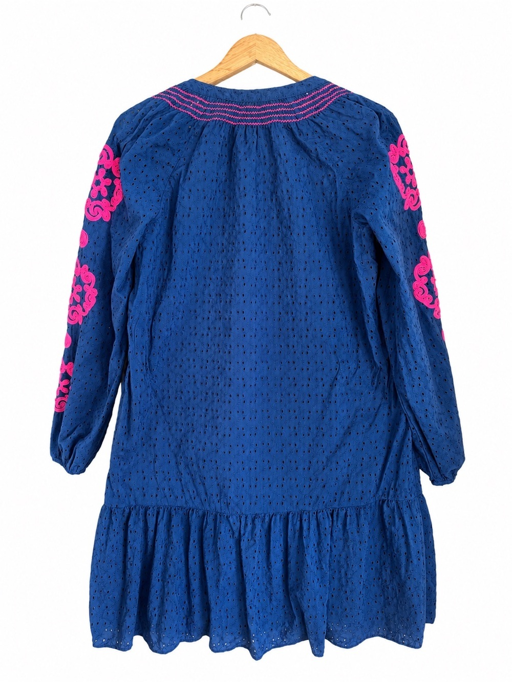 Lilly Pulitzer Lucee Navy Pink Embroidered Eyelet Shift Dress, Size Medium - Picture 7 of 9